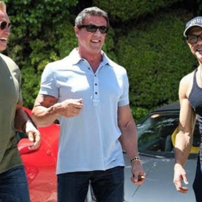 Arnold Schwarzenegger, Sylvester Stallone and Jean-Claude Van Damme Training